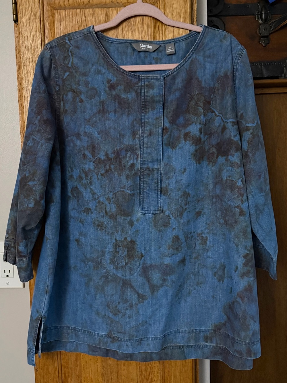 DYE! DYE! DYE! Detroit Studio Hand Dyed Martha Stewart Denim Tunic Top XL